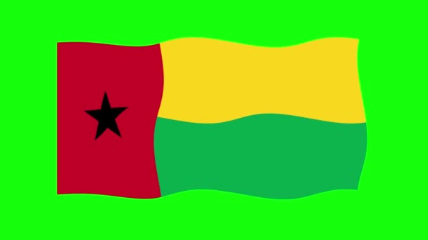Guinea Bissau Waving Flag Animation Green Screen Background Looping Seamless — Stock Video