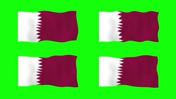 カタール緑の画面の背景に旗2Dアニメーションを振ってください シームレスなアニメーションをループします モーショングラフィック — ストック動画