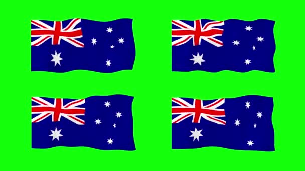 Avustralya Yeşil Ekran Arkaplanında Bayrak Dalgalandırma Animasyonu Kusursuz Animasyon Döngüsü — Stok video