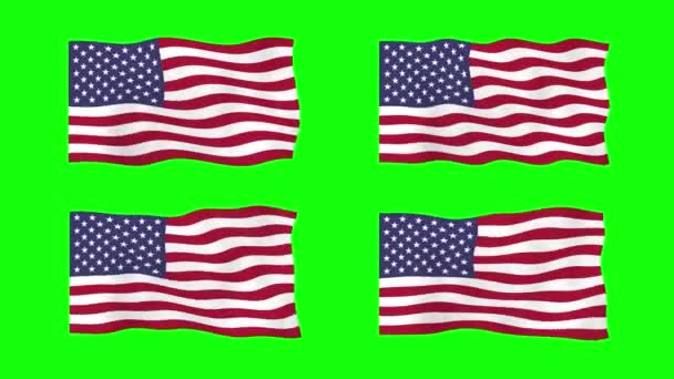 Usa Waving Flag Animatie Groene Scherm Achtergrond Naadloze Animatie Beweging — Stockvideo