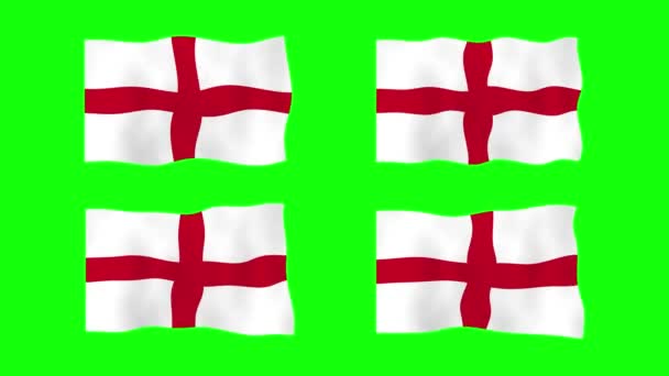 英国飘扬的旗帜2D动画绿色屏幕背景 循环无缝动画 运动图形 — 图库视频影像