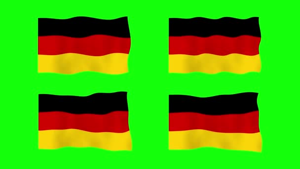 Alemania Ondeando Bandera Animación Fondo Pantalla Verde Looping Animación Sin — Vídeos de Stock
