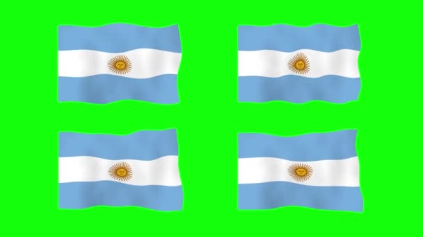 Yeşil Ekran Arkaplanında Arjantin Bayrağı Animasyonu Kusursuz Animasyon Döngüsü Hareket — Stok video