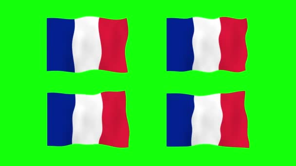 French Waving Flag Animation Green Screen Background 물기없는 애니메이션을 그리고 — 비디오