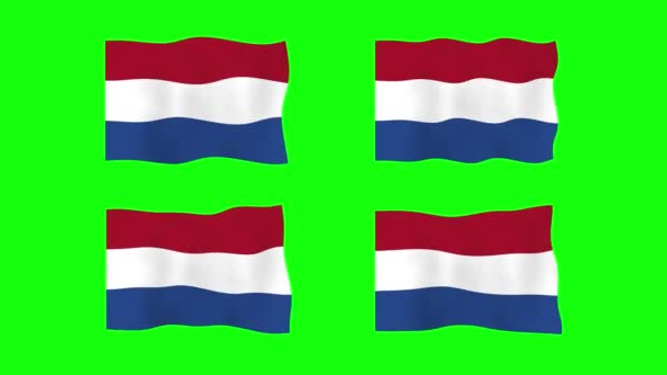 Países Bajos Ondeando Bandera Animación Fondo Pantalla Verde Looping Animación — Vídeos de Stock