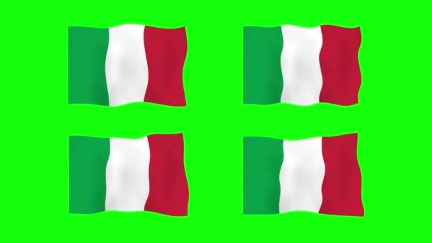 Italia Ondeando Bandera Animación Sobre Fondo Pantalla Verde Looping Animación — Vídeo de stock