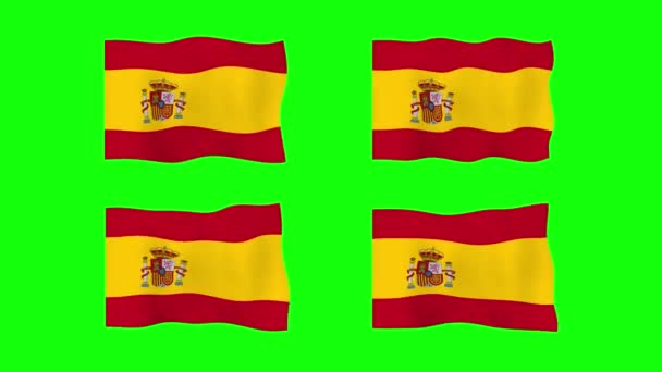 España Ondeando Bandera Animación Sobre Fondo Pantalla Verde Looping Animación — Vídeos de Stock