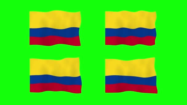 哥伦比亚在绿色屏幕背景下摇曳旗帜2D动画 循环无缝动画 运动图形 — 图库视频影像