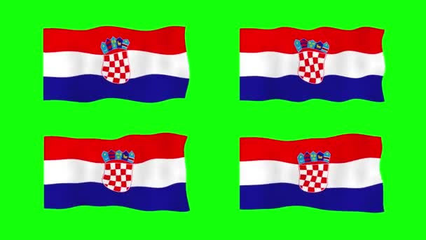 Croacia Ondeando Bandera Animación Fondo Pantalla Verde Looping Animación Sin — Vídeos de Stock