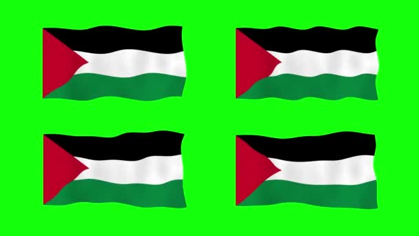 Παλαιστίνη Κυματίζει Σημαία Κινούμενα Σχέδια Πράσινο Φόντο Οθόνη Κωπηλασία Χωρίς — Αρχείο Βίντεο