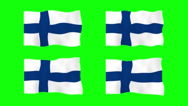 Finlandia Ondeando Bandera Animación Fondo Pantalla Verde Looping Animación Sin — Vídeos de Stock