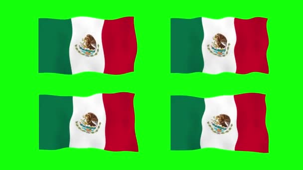 México Ondeando Bandera Animación Sobre Fondo Pantalla Verde Looping Animación — Vídeo de stock