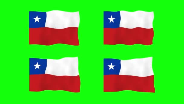 Chile Acenando Bandeira Animação Fundo Tela Verde Looping Animação Sem — Vídeo de Stock