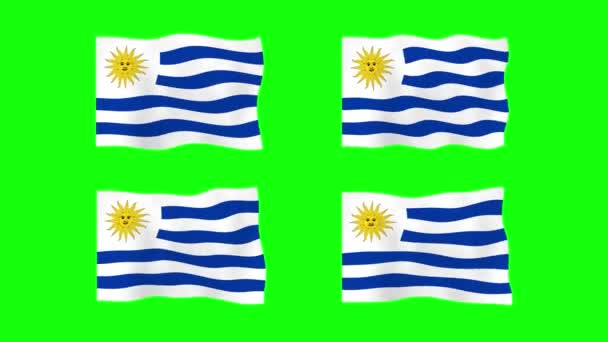 Uruguay Waving Flag Animatie Groene Scherm Achtergrond Naadloze Animatie Beweging — Stockvideo