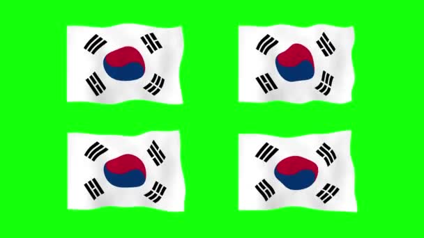 Coreia Sul Acenando Bandeira Animação Fundo Tela Verde Looping Animação — Vídeo de Stock