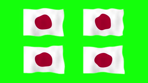Japan Viftande Flagga Animation Grön Skärm Bakgrund Loopar Sömlös Animation — Stockvideo