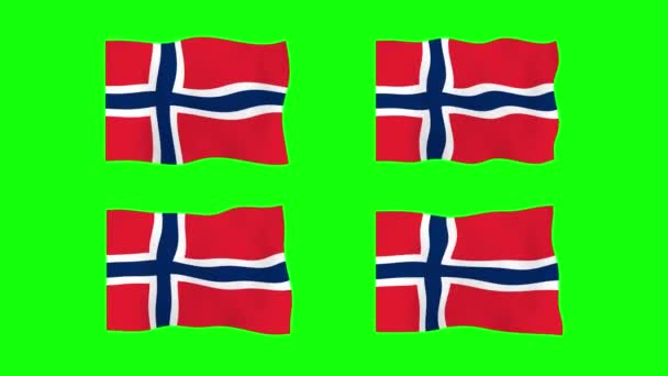 Norge Viftande Flagga Animation Grön Skärm Bakgrund Loopar Sömlös Animation — Stockvideo