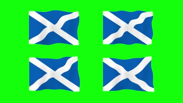 Scotland Waving Flag Animation Green Screen Background Inglés Looping Animación — Vídeo de stock
