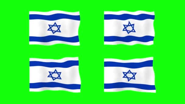 Ισραήλ Κυματίζει Σημαία Κινούμενα Σχέδια Πράσινο Φόντο Οθόνη Κωπηλασία Χωρίς — Αρχείο Βίντεο