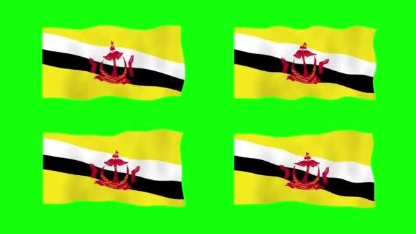 Brunei Darussalam Ondeando Bandera Animación Fondo Pantalla Verde Looping Animación — Vídeo de stock