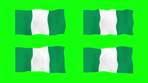 Nigeria Viftande Flagga Animation Grön Skärm Bakgrund Loopar Sömlös Animation — Stockvideo