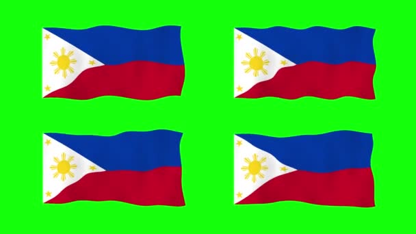 Yeşil Ekran Arkaplanında Filipinler Dalgalanan Bayrakları Animasyon Kusursuz Animasyon Döngüsü — Stok video