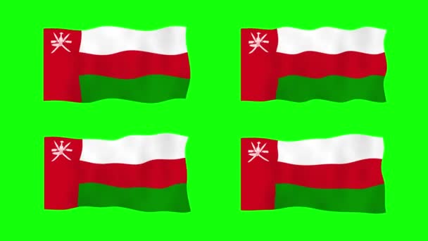 Κουνώντας Σημαία Ομάν Κινούμενα Σχέδια Πράσινο Φόντο Οθόνης Κωπηλασία Χωρίς — Αρχείο Βίντεο