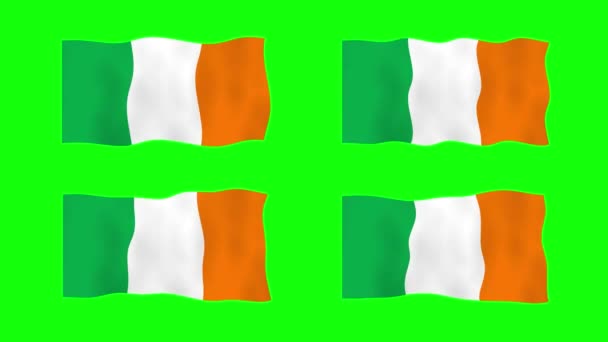 Irland Schwenkt Flagge Animation Auf Green Screen Hintergrund Nahtlose Looping — Stockvideo