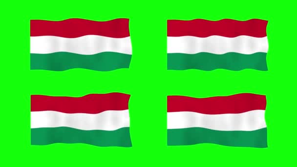 Ungern Viftande Flagga Animation Grön Skärm Bakgrund Loopar Sömlös Animation — Stockvideo