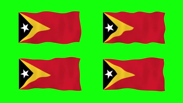 Ανατολικό Τιμόρ Κυματιστή Σημαία Κινούμενα Σχέδια Φόντο Πράσινης Οθόνης Κωπηλασία — Αρχείο Βίντεο