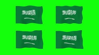 Suudi Arabistan Yeşil Ekran Arkaplanında 2D Bayrak Sallıyor. Kusursuz animasyon döngüsü. Hareket Grafiği