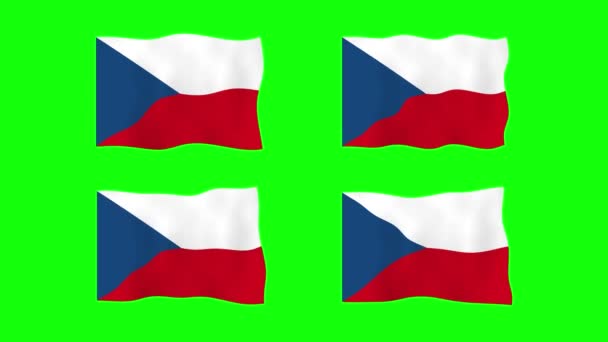 Tjeckien Viftande Flagga Animation Grön Skärm Bakgrund Loopar Sömlös Animation — Stockvideo