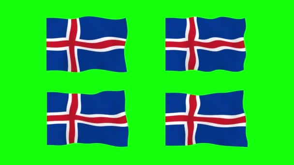 Исландия Размахивая Флагом Анимации Зеленом Фоне Экрана Цикл Плавной Анимации — стоковое видео