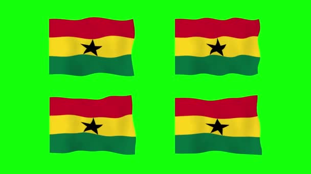 Ghana Waving Flag Animation Green Screen Background Smyčka Plynulé Animace — Stock video