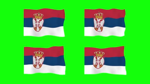 塞尔维亚在绿色屏幕背景下摇曳旗帜2D动画 循环无缝动画 运动图形 — 图库视频影像