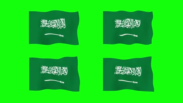 Saudi Arabië Zwaaien Vlag Animatie Green Screen Achtergrond Naadloze Animatie — Stockvideo