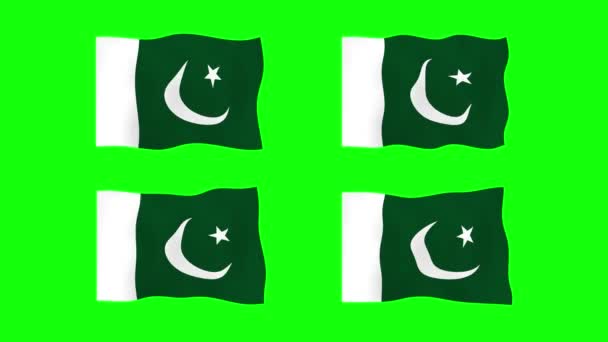 Pakistan Viftande Flagga Animation Grön Skärm Bakgrund Loopar Sömlös Animation — Stockvideo
