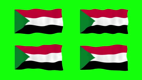 Sudan Waving Flag Animation Green Screen Background Looping Seamless Animation — Wideo stockowe
