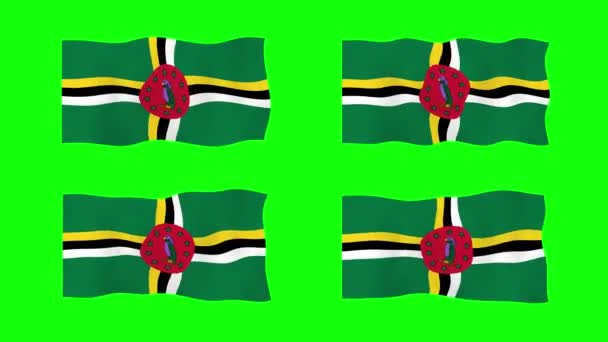 Dominica Integető Zászló Animáció Zöld Képernyő Háttér Looping Zökkenőmentes Animáció — Stock videók