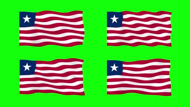 Λιβερία Κυματιστή Σημαία Animation Πράσινο Φόντο Οθόνη Κωπηλασία Χωρίς Διακοπή — Αρχείο Βίντεο