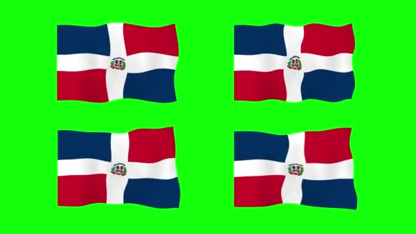Dominikanska Republiken Viftande Flagga Animation Grön Skärm Bakgrund Loopar Sömlös — Stockvideo