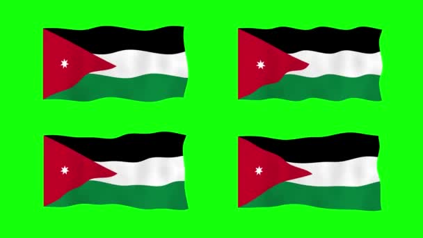 约旦在绿色屏幕背景下摇曳旗帜2D动画 循环无缝动画 运动图形 — 图库视频影像