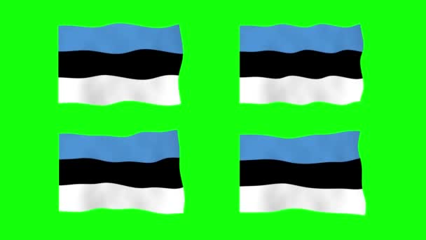 爱沙尼亚在绿色屏幕背景下摇曳旗帜2D动画 循环无缝动画 运动图形 — 图库视频影像