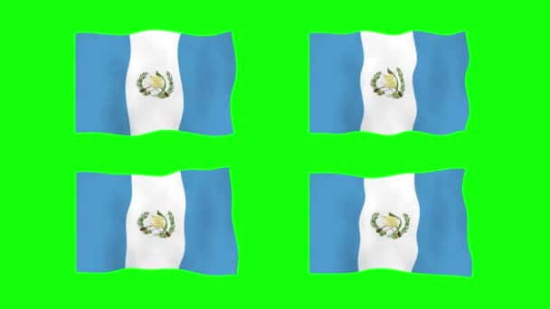 グアテマラ緑の画面の背景に旗2Dアニメーションを振ってください シームレスなアニメーションをループします モーショングラフィック — ストック動画