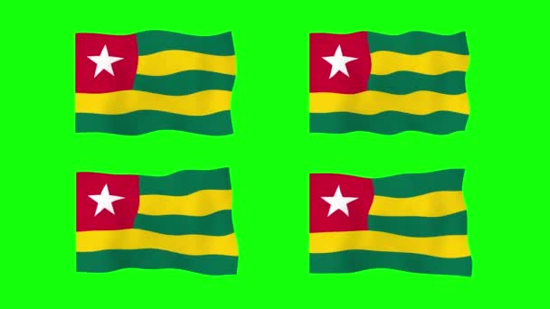 Togo Viftande Flagga Animation Grön Skärm Bakgrund Loopar Sömlös Animation — Stockvideo