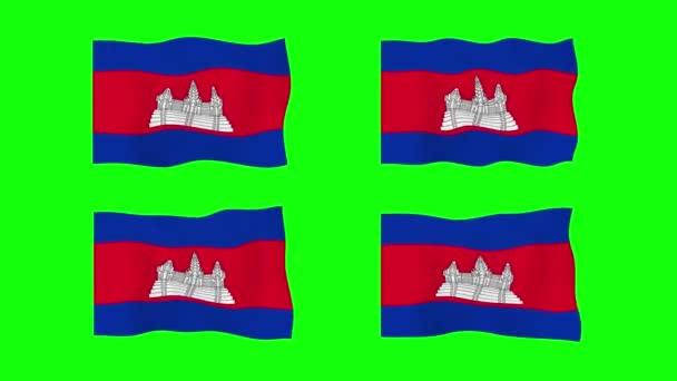 Camboya Ondeando Bandera Animación Fondo Pantalla Verde Looping Animación Sin — Vídeos de Stock