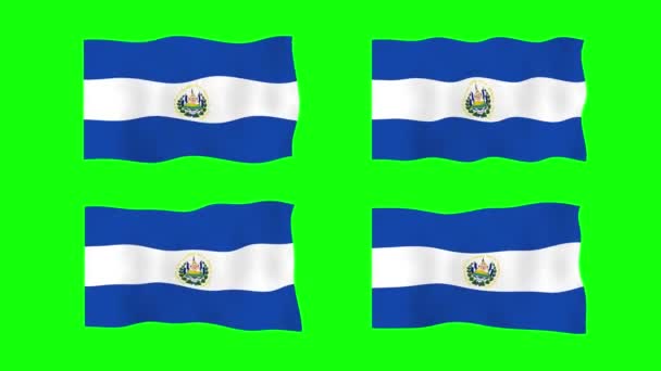 Salvador Ondeando Bandera Animación Sobre Fondo Pantalla Verde Looping Animación — Vídeos de Stock