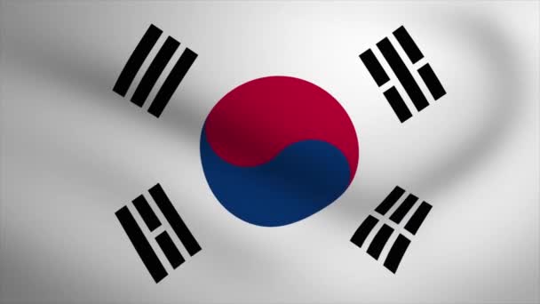 South Korea Waving Flag Background Animation Англійською Завантаження Безшовної Анімації — стокове відео