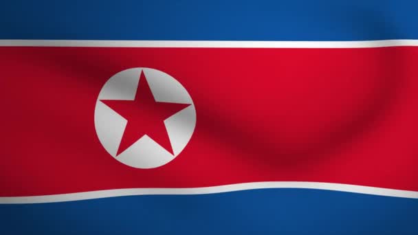 North Korea Waving Flag Background Animation Цикл Плавной Анимации Motion — стоковое видео