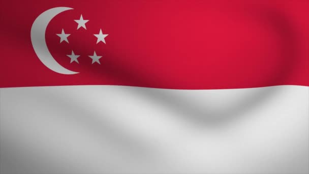 Σινγκαπούρη Κυματιστή Σημαία Κινούμενο Φόντο Looping Απρόσκοπτη Animation Γραφικό Κίνησης — Αρχείο Βίντεο